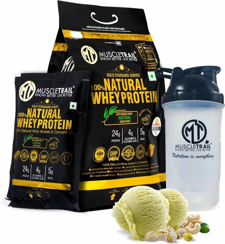 Muscle Trail Gold Standard Series |70 Pouches |Low Carb & Fat |Shaker Inside |24g Natural Whey Protein (2.17 kg)