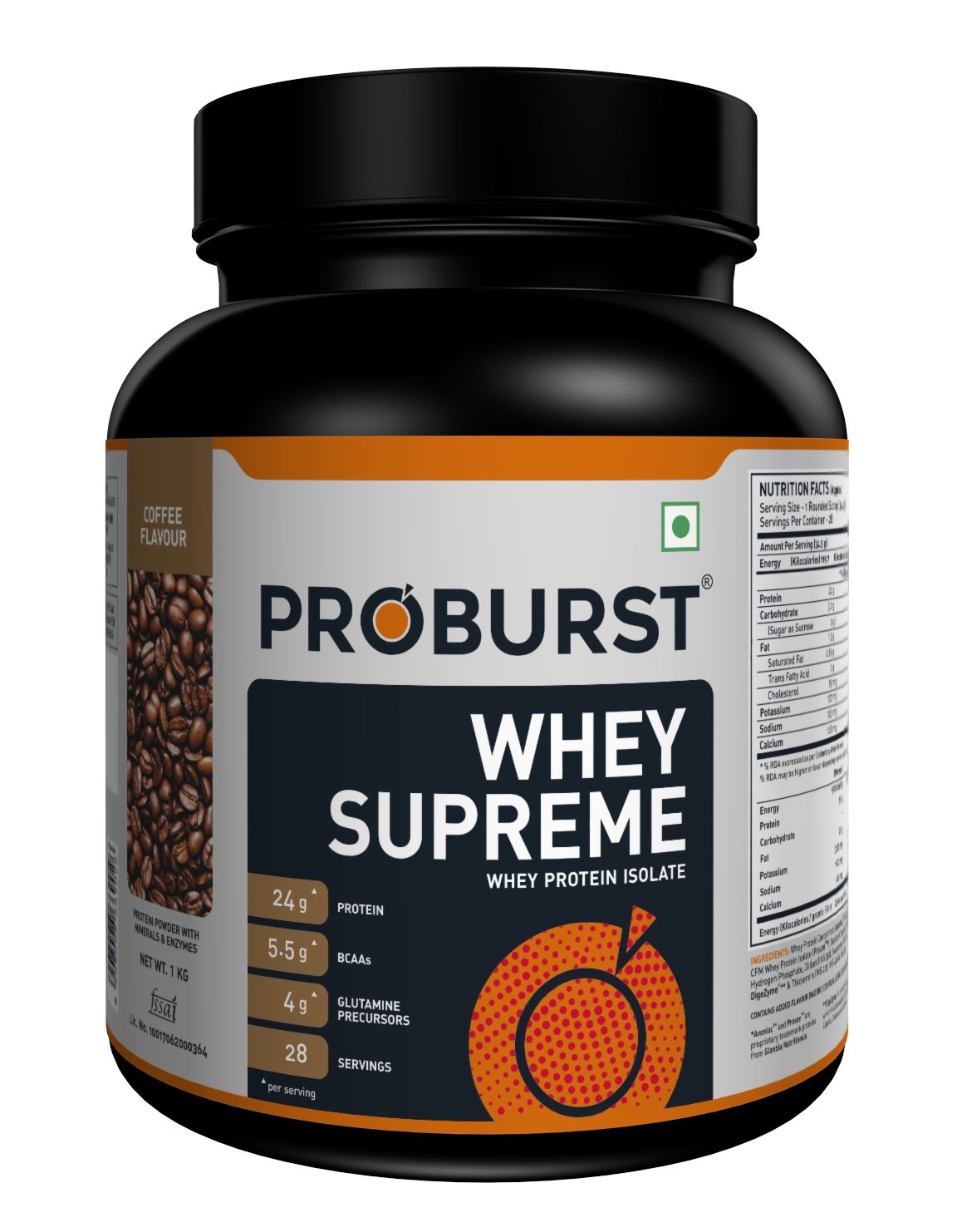 Whey Supreme Whey Protein Isolate Powder With 25g Protein, 4g Glutamine & 5.5g BCAAs