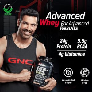 GNC AMP Gold Series Whey Protein Advanced | 4 lbs | Lean Muscle Gains | Intense Workout | Informed Choice Certified | 24g Protein | 5.5g BCAA | 4g Glutamine | Chocolate | Formulated In USA