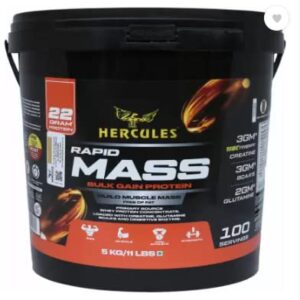 HERCULES Rapid mass bulk gain protein Weight Gainers/Mass Gainers 5kg (Rich chocolate)
