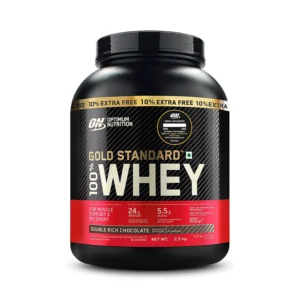 Optimum Nutrition (ON) Gold Standard 100% Whey Protein Powder – 5 lb (+10% Extra), 2.5 kg – Double Rich Chocolate