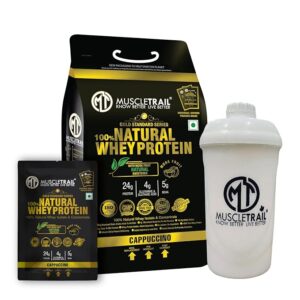 Muscle Trail Gold Standard Series |70 Pouches |Low Carb & Fat |Shaker Inside |24g Natural Whey Protein (2.17 kg) (Cappuccino)
