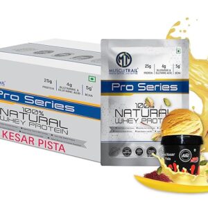 MuscleTrail ProSeries 100% Natural Whey Protein (51 Servings) | 25g Protein |  (Kesar Pista)