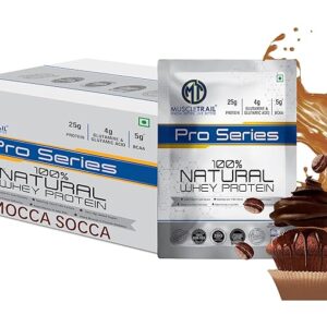 MuscleTrail ProSeries 100% Natural Whey Protein (51 Servings) | 25g Protein |  (Mocca Socca)