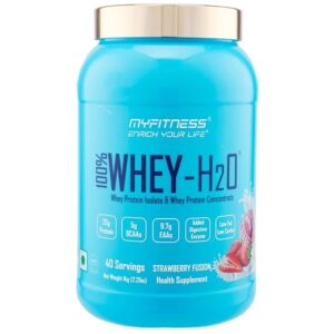 Myfitness 100% Whey H2O | 80% Protein Per Serving | Isolate & Concentrate Blend | With Added Digestive Enzymes | Whey Protein Powder (Strawberry Fusion, 1kg (40 servings))