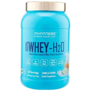 Myfitness 100% Whey H2O | 80% Protein Per Serving | Isolate & Concentrate Blend | With Added Digestive Enzymes | Whey Protein Powder (Vanilla Fusion, 1kg (40 servings))