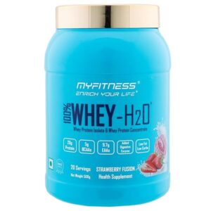 Myfitness 100% Whey H2O | 80% Protein Per Serving | Isolate & Concentrate Blend | With Added Digestive Enzymes | Whey Protein Powder (Strawberry Fusion, 500g (20 servings))
