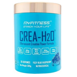 Myfitness Crea H2O | 300g | Effervescent Creatine Power Formula | Creatine Monohydrate Powder With Betaine | Beta Alanine | L-Glutamine | Taurine | Electrolyte Blend (Fizzy Blue Raspberry)