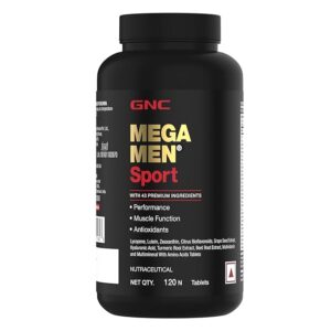 GNC Mega Men Sport Multivitamin for Men | 120 Tablets | 43 Premium Ingredients | Boosts Muscle Performance | Antioxidant Rich | Supports Prostate Health | Protects Heart & Vision | Formulated In USA
