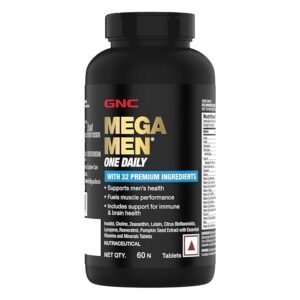 GNC Mega Men One Daily Multivitamin | 60 Tablets | 32 Premium Ingredients | Promotes Men’s Well-Being | Supports Muscle Function | Boosts Immunity | Improves Memory & Focus | Formulated In USA