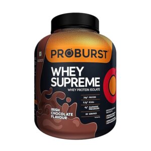 Proburst Supreme Whey Protein Powder With Glutamine & BCAAs 2 Kg |60 Servings | 24 gm Protein Per Serving -(Irish Chocolate)