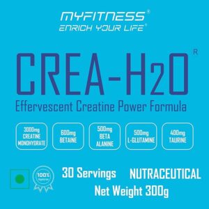 Myfitness Crea H2O | 300g | Effervescent Creatine Power Formula | Creatine Monohydrate Powder With Betaine | Beta Alanine | L-Glutamine | Taurine | Electrolyte Blend (Fizzy Blackberry)