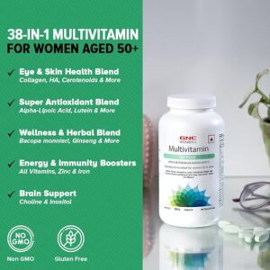 GNC Mega Men 50 Plus Multivitamin | 120 Tablets | 37 Premium Ingredients | Promotes Prostate Health | Boosts Immunity | Protects Heart & Vision | Supports Memory | Formulated In USA