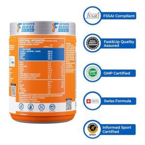 Fast & Up BCAA Advanced – 450 Gms, 30 Servings, Informed Sport Certified BCAA that helps in Muscle Recovery & Endurance, BCAA (2:1:1) + Muscle Activators + Electrolytes