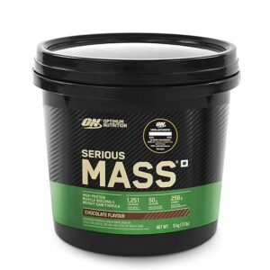 OPTIMUM NUTRITION (ON) Serious Mass Gainer powder (Veg) – Pack of 5 kg (Chocolate), Vitamins & Minerals, High Protein High Calorie Weight Gainer with 3gm Creatine