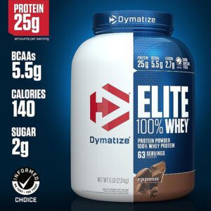 Dymatize Nutrition Elite Whey Protein Supplement Powder, Pre and Post Workout Protein Powder (5 lbs, 2.26 kg)