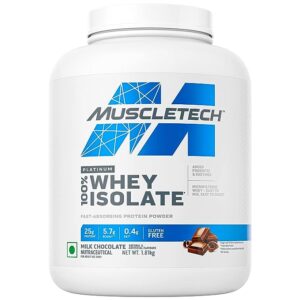 MuscleTech Platinum 100% Whey Isolate, Protein Powder for Muscle Gain, 25g Protein + 5.7g BCAA, 4lbs 1.81kg
