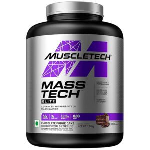 MuscleTech Mass-Tech Elite, Advance High Protein Mass Gainer Powder with creatine for enhanced muscle size & strength, Chocolate Fudge Cake, 3 kg