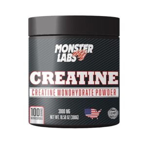 Monster Labs Monohydrate Creatine | Unflavored | 300g, 100 Servings – Enhance Strength and Muscle Performance