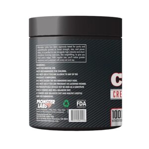 Monster Labs Monohydrate Creatine | Unflavored | 300g, 100 Servings – Enhance Strength and Muscle Performance